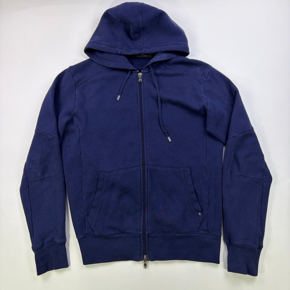 RLX Ralph Lauren Full Zip Hoodie Mens Small Navy Blue Pima Cotton Sweatshirt